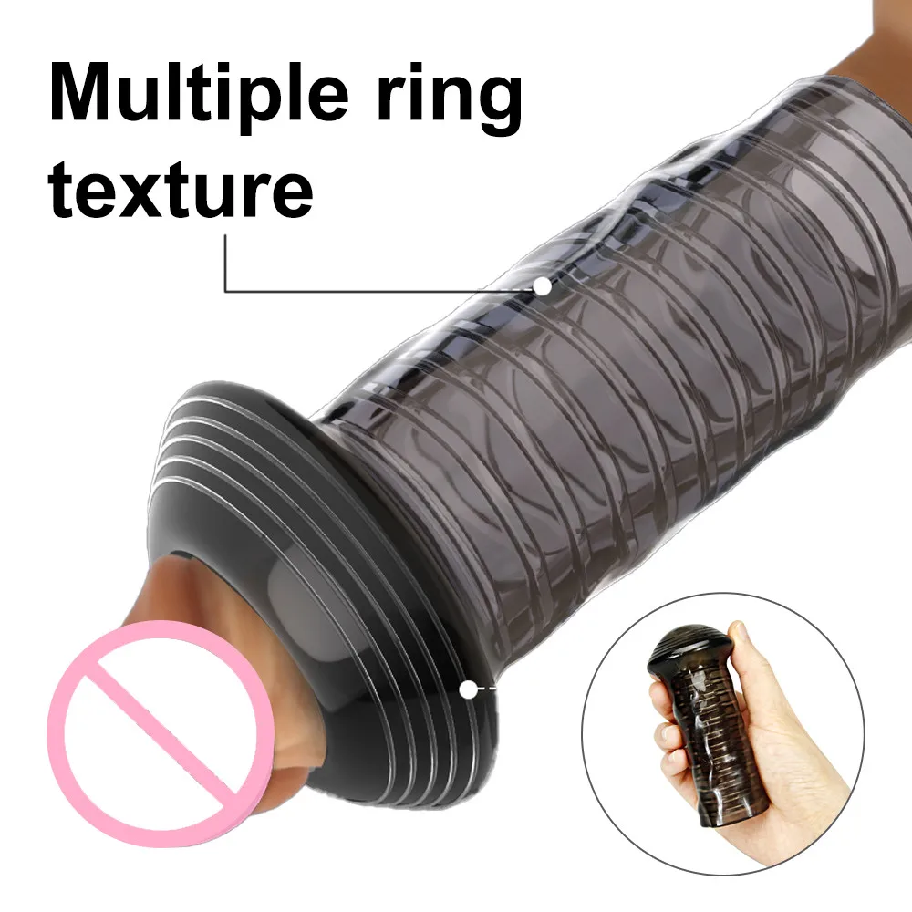 Delay Ejaculation Penis Sleeve Silicone Cock Ring Reusable Stronger Erection Foreskin Corrector Adult Goods Masturbation For Men