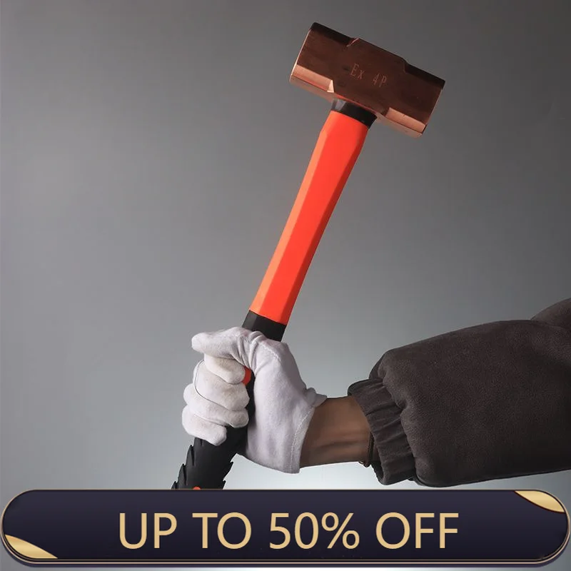 Explosion-Proof Octagonal Copper Hammer Solid Square Head Hammer Non-Magnetic Non-Sparking Weight-Type Soft Handle Hand Tool