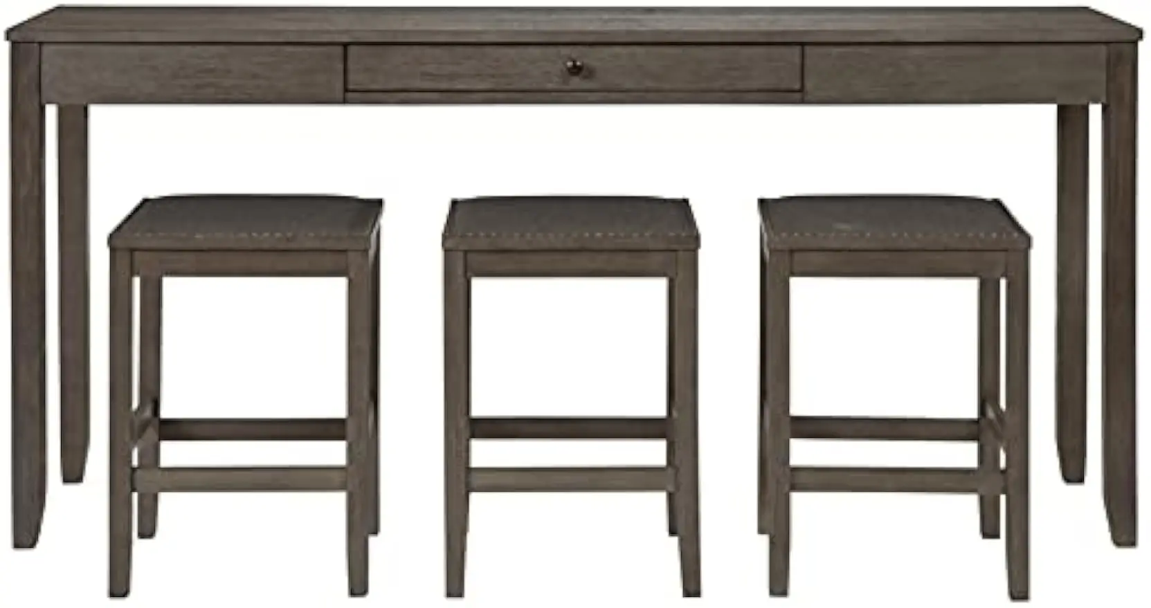 Rokane Urban Farmhouse Counter Height Dining Room Table Set with 3 Bar Stools, Brown