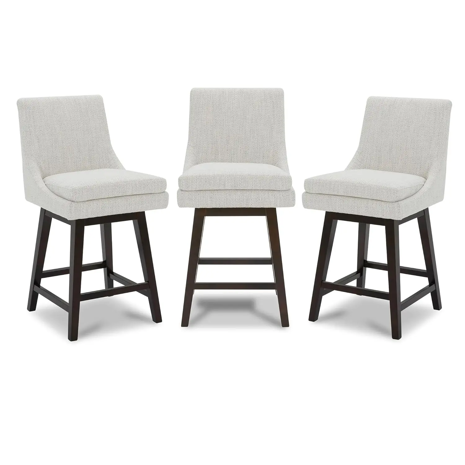 

Counter Height Swivel Bar Stools Set of 3 FSC Certified Upholstered Fabric with Back 26.8" Seat Height Ivory Customized
