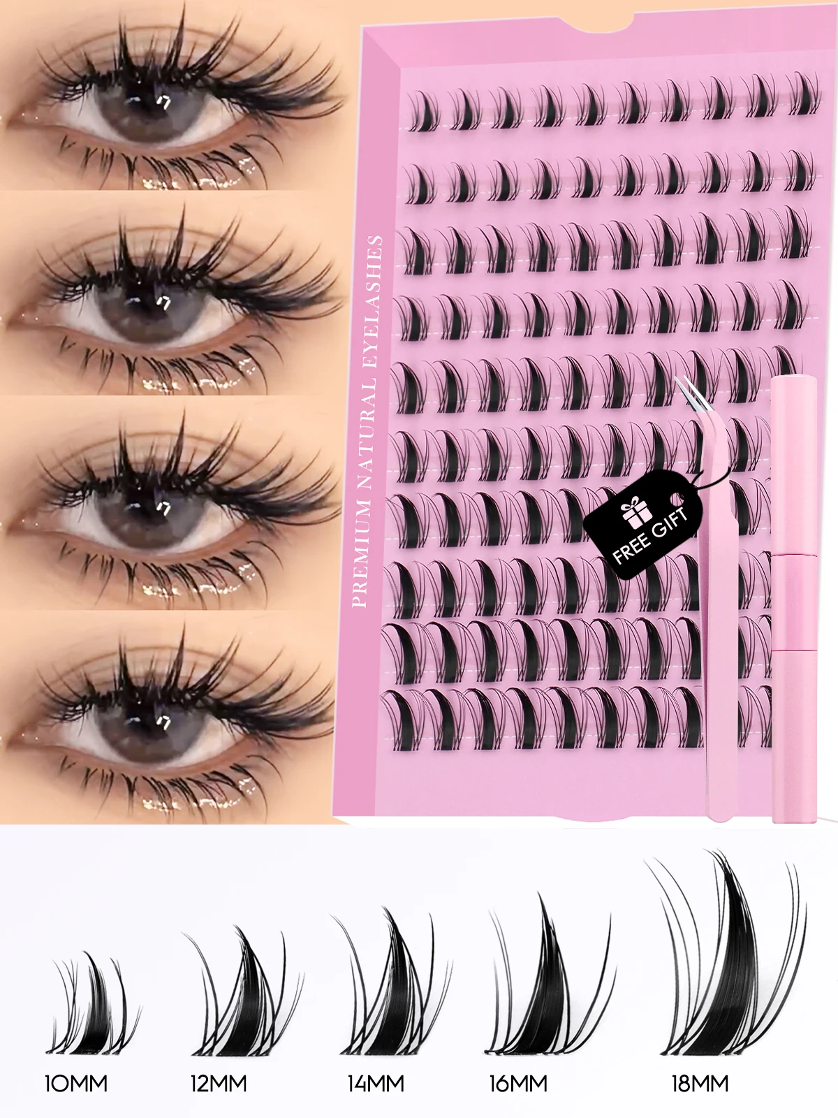 Manga Lashes Kit Natural Volume Cluster Eyelashes