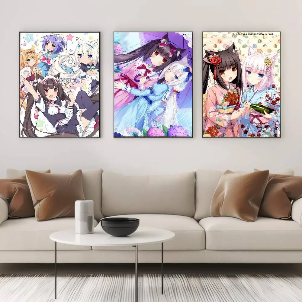 Nekopara أنيمي الشوكولاته Kawaii الفانيليا الساخن GalGame لطيف ملصق ملصقات الفن جداريات حائطية ديكور لعبة غرفة ديكور الهدايا HD اللوحة