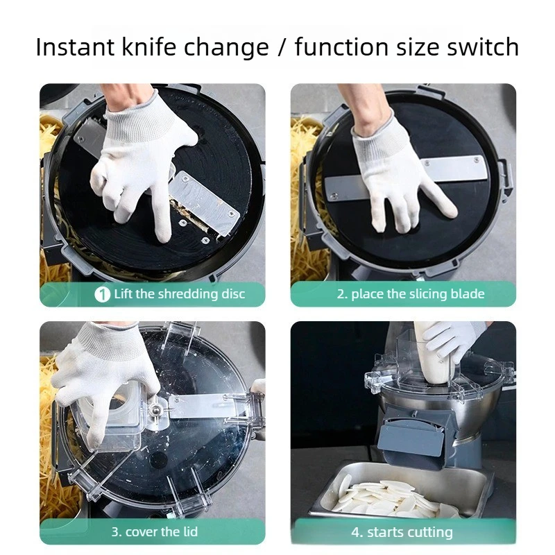 Electric Commercial Vegetable Dicer Slicer Shredder Strip Cutter Multifunctional Machine for Restaurant Canteen Veggie Processe