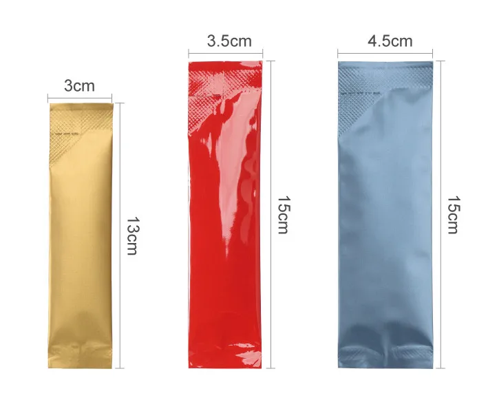 100PCS Ground Coffee Concentrate Shrink Packaging Bag Long Foil Cafe Meal Powder Solid Beverage Portable White Sugar Pouches