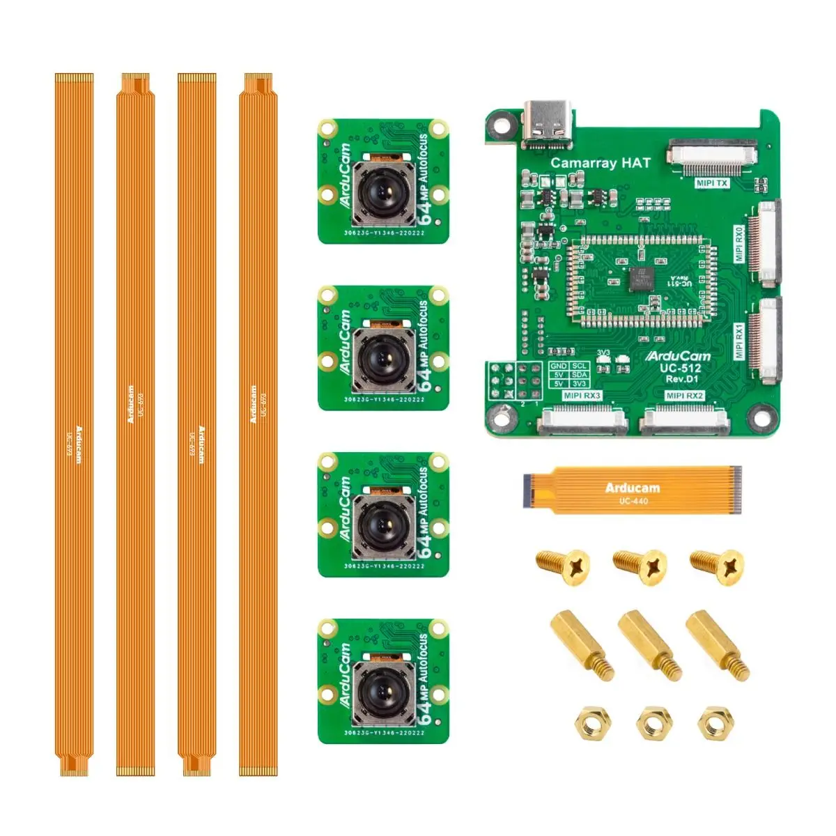 Arducam 64MP Autofocus Quad-Camera Kit for Raspberry Pi