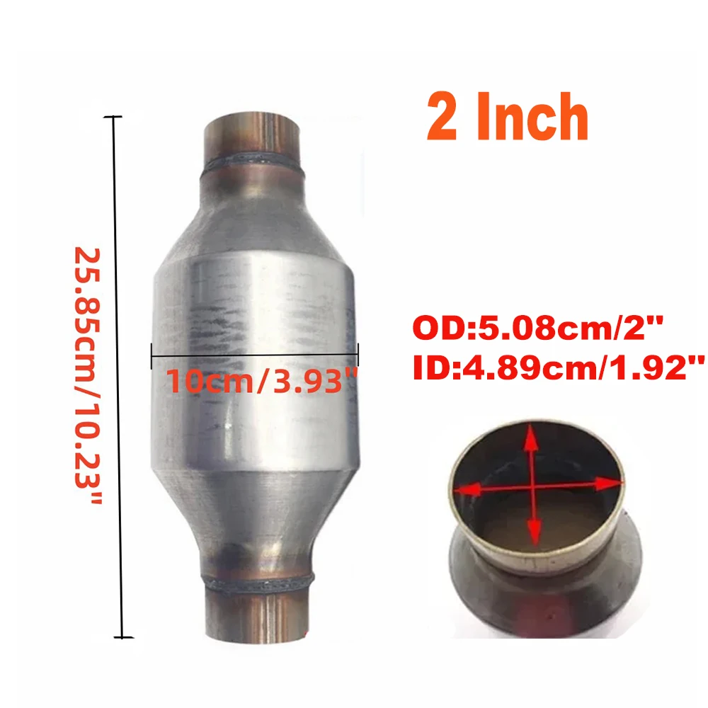 Universal 2'' inch 5.08cm Inch Outlet 400 Cell High Flow Racing Car Catalytic Converter Catalyst EURO1 Stainless Steel Substrate