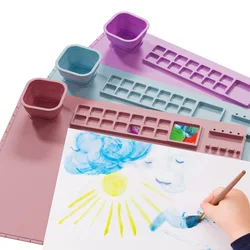 1PCS Silicone Painting Pad Brush Holder Crafts Silicone Pad Multifunctional Silicone Art Painting Art Clay Graffiti Mat Washable