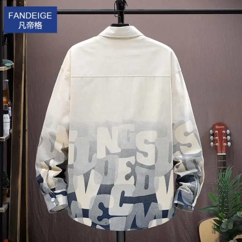 Pure Cotton Long-sleeved Shirt for Boys Spring and Autumn Teenagers Trendy Brand Shirt College Students Casual Jacket