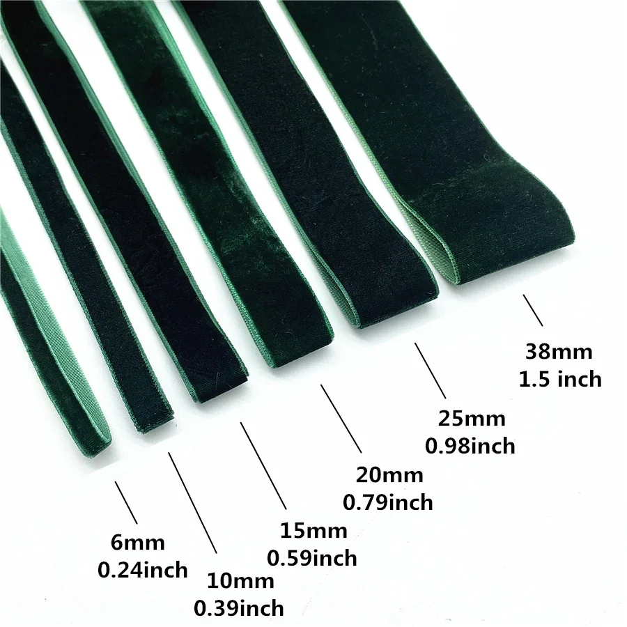 6-38 مللي متر الأخضر الداكن شريط مخملي عيد الميلاد الشريط عرض المجوهرات التعبئة والتغليف زهرة هدية التعبئة والتغليف القوس DIY بها بنفسك الطرف الديكور #2