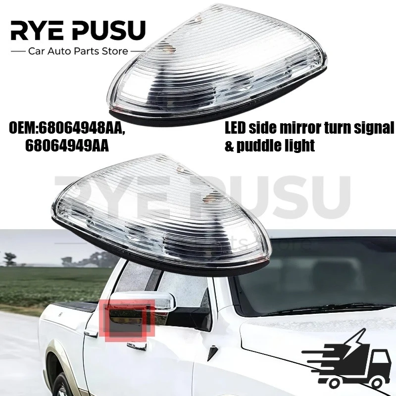 for Dodge Ram 1500 2014-2018 Side Rearview Mirror Turn Signal Light Lamp 3 Pin OEM 68064949AA 68064948AA
