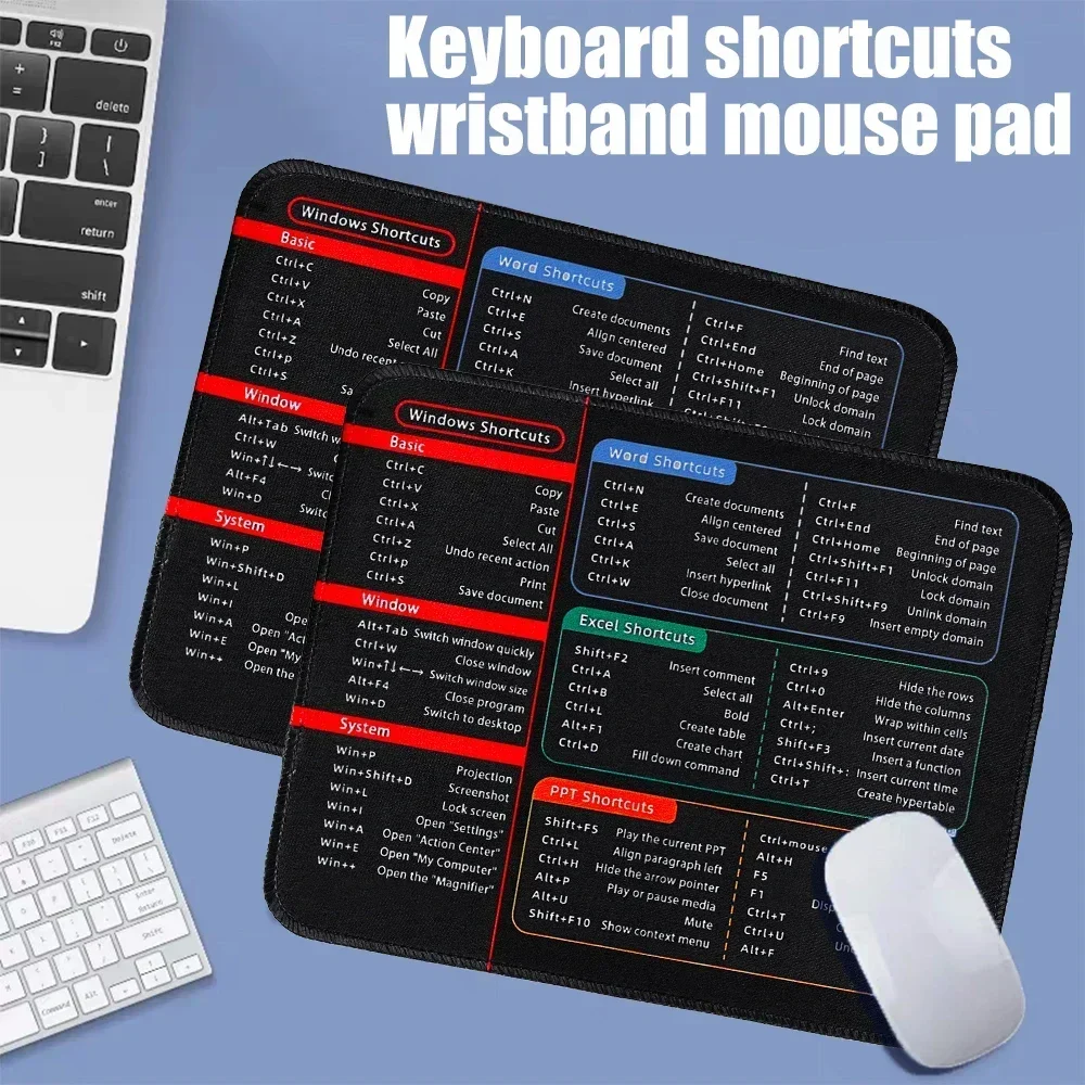 Computer Office Shortcuts Mouse Pad Extended Excel Powerpoint Word Software Work Gaming Desk Keyboard Mousepad Stitched Edge