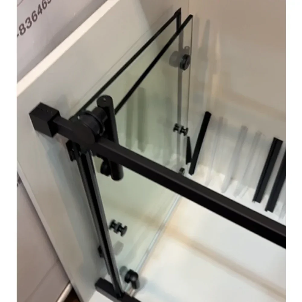 Frameless Fold & Slide Shower Door Hardware Kit Matte Black Frameless Glass System