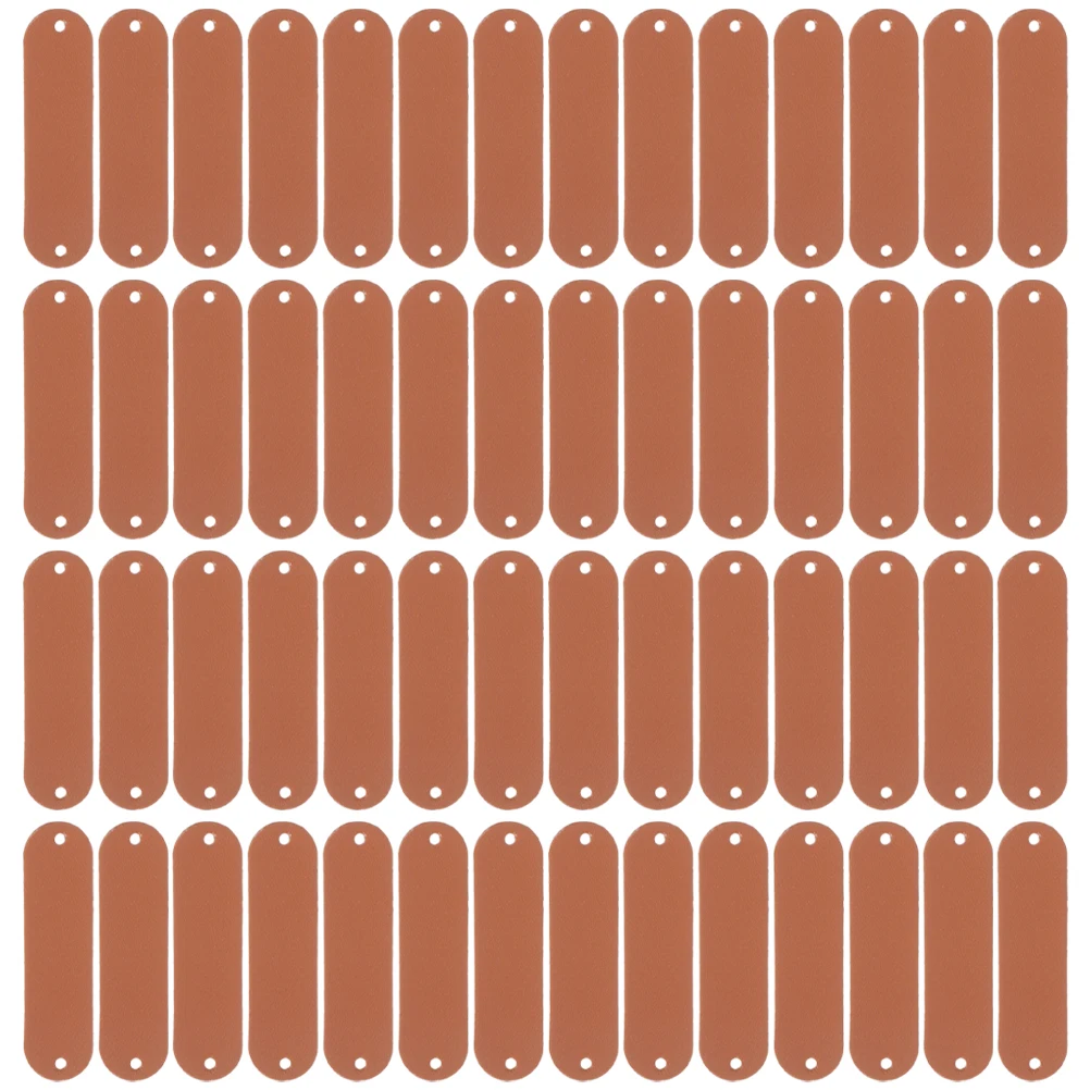 

100 Pcs Blank Labels 45x12mm Chocolate Color Two Hole For Hats Bags Clothes Sewing Projects Handmade Crafts