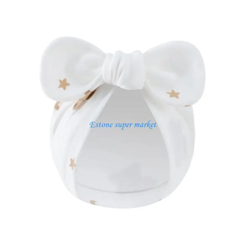 090B Breathable Baby Bonnet Soft and Comfortable Cotton Lovely Bowknot Hospital Hat