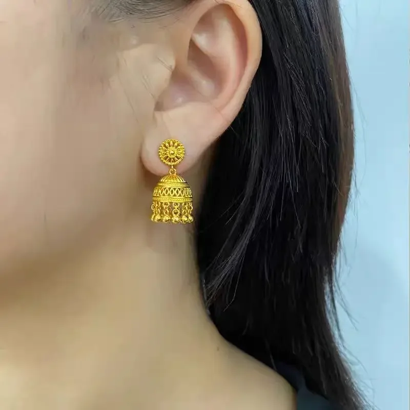 Genuine 18 K Gold Long Tassel Drop Bohemian Girl Tassel Earrings for Women for Ball Birthday Wedding Engagement Jewelry Gifts