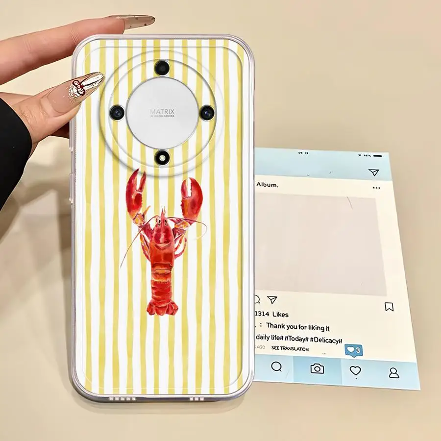 Capa de telefone para honor x9a x9b 90 lite x7b x8b y9 prime 2019 capa transparente animais marinhos