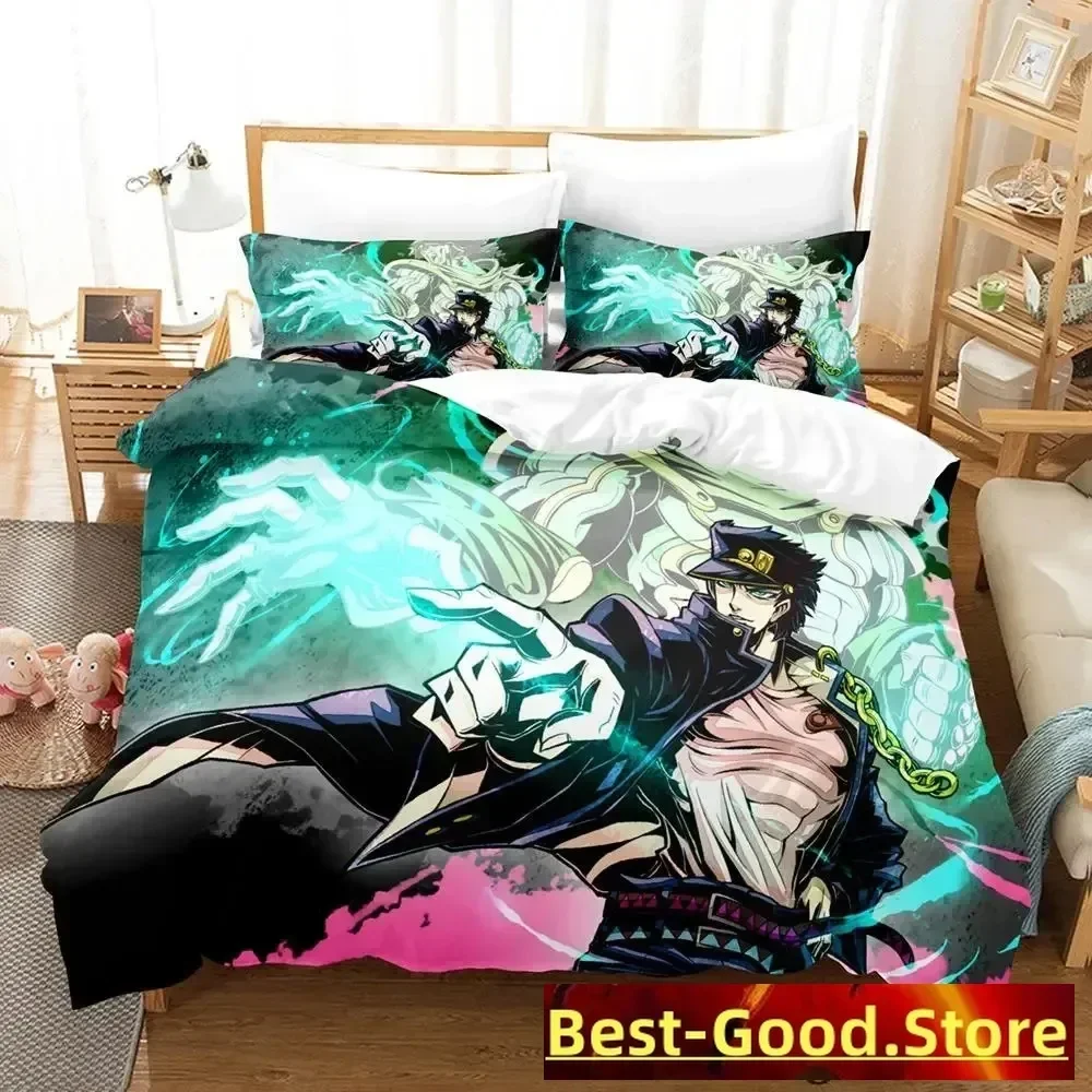 

jojo Bizarre Bedding Set Cartoon Anime three-piece set Adult Kid Bedroom Duvetcover Sets 3D Kawaii conjunto de cama ropa cama