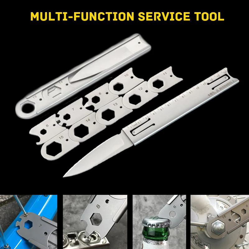 Hot Multi-functional Combination Tool Wrench Set EDC Stainless Steel Calipers For Outdoor Mountain Riding