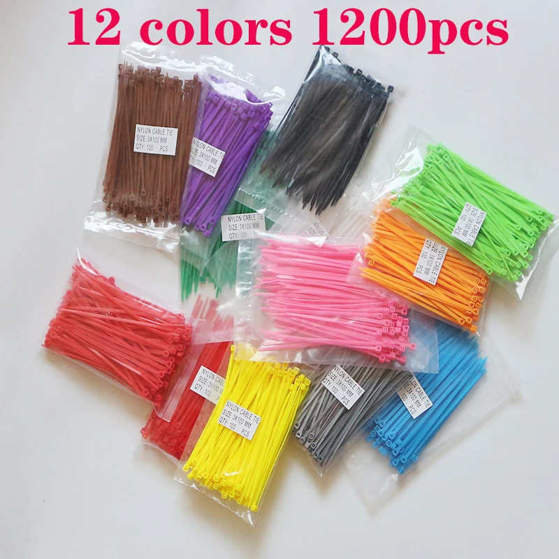 Self-locking Plastic Releasabl Nylon Cable tie 100 pieces color cable tie fastening ring industrial garden  cable tie set