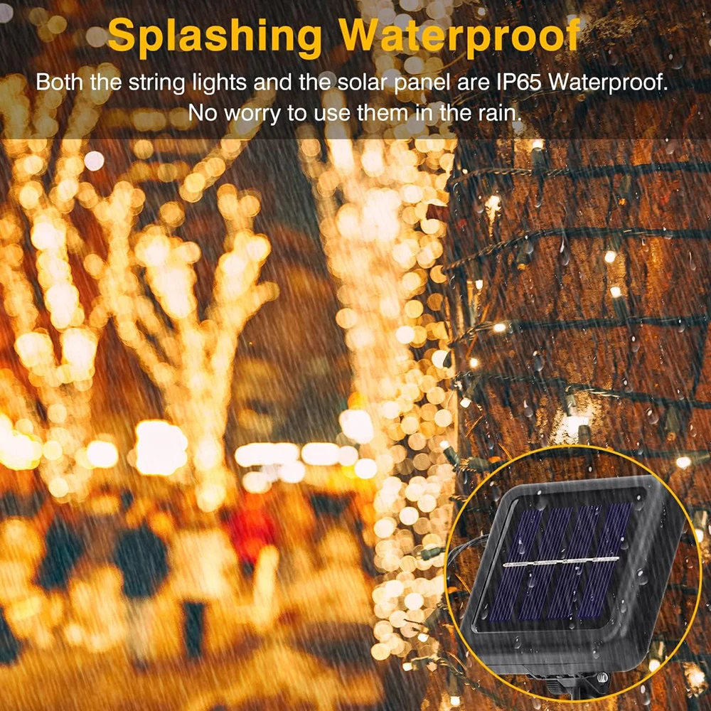 Solar Fairy Lights Outdoor IP65 Waterproof 8 Mode Solar String Light Decoration for Garden Gate Yard Wedding Christmas Party