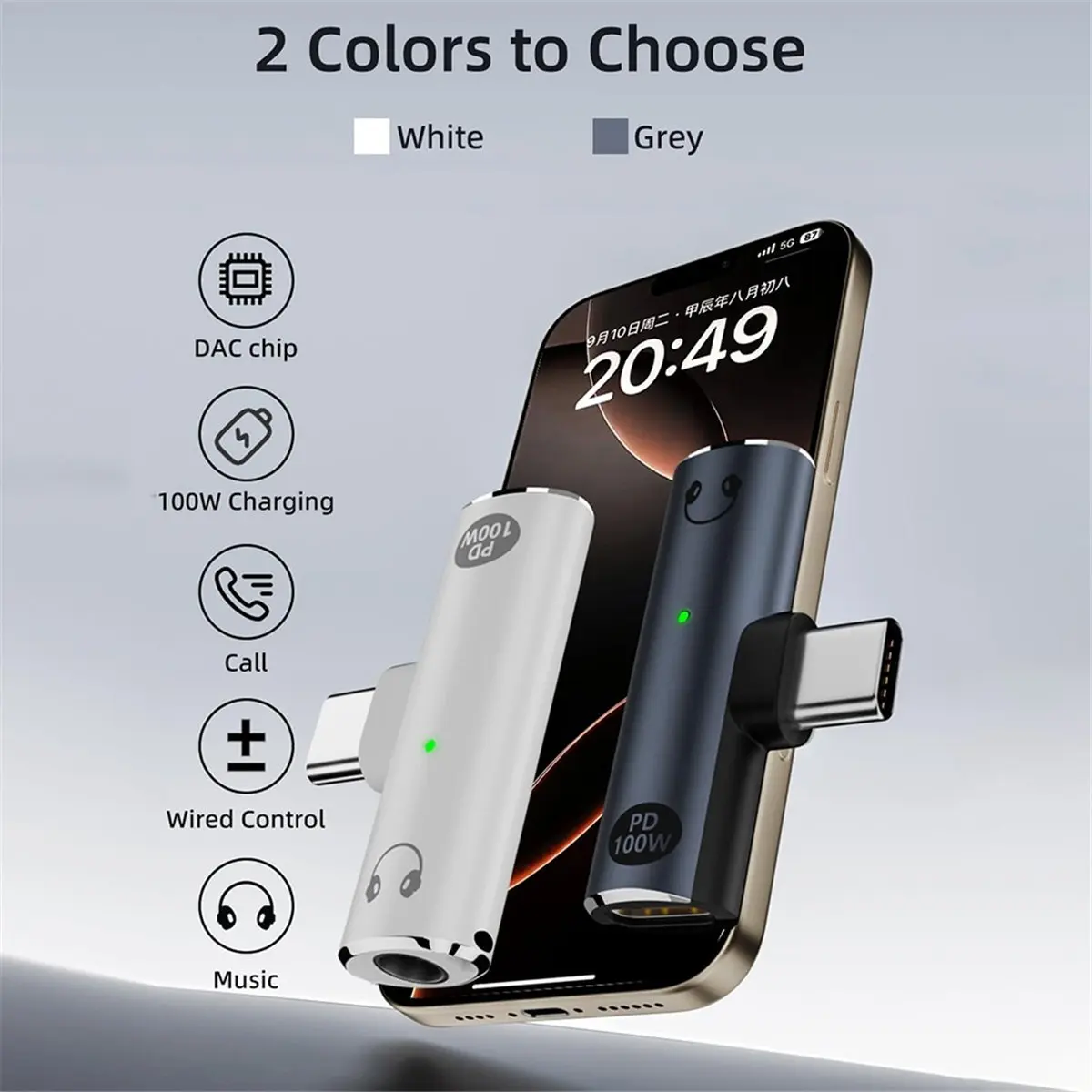 USB C to Audio Jack Adapter with 100W Fast Charging,2-in-1 USB C to 3.5mm Female Headphone for Type C Interface Series,B-A57M