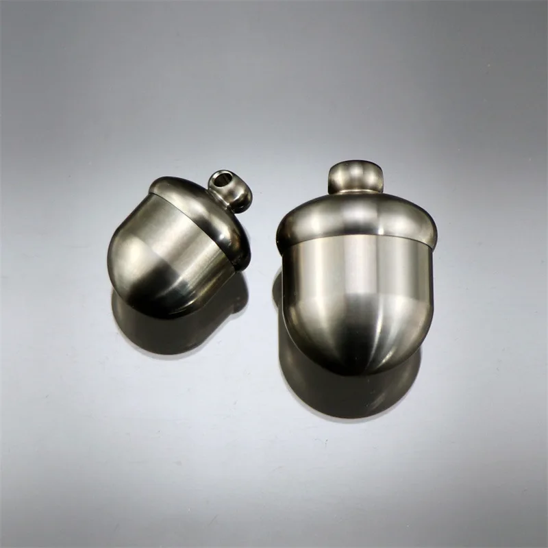 Pure Titanium Acorn Pill Case Keychain,Waterproof Portable Medicine Holder for Outdoor Travel,CNC Crafted Mini Capsule Container