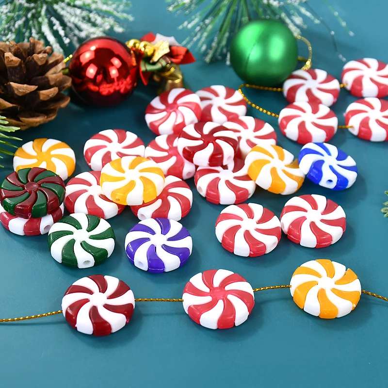 

10Pcs Red White Candy Christmas Acrylic Ornament DIY Xmas Tree Hanging Pendant 2024 Christmas Decoration For Home New Year Gifts