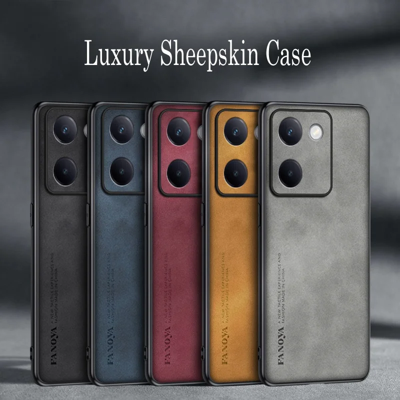 For Vivo Y100 Luxury Sheepskin Leather Shockproof Silicone Case For Vivo Y100 Phone Case Cover