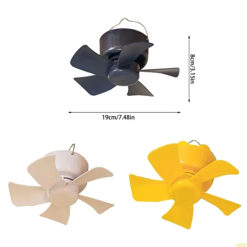 A0NC Легкий USB -зарядный вентилятор для палатки TINT 3 GEARS Охлаждение мини -потолочный вентилятор