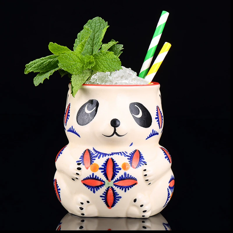 Creative Hawaiian Tiki Ceramic Cup Personalized Bar Animal Cocktail Beer Tiki Cup Cute Panda Wine Cup Bar Tool Wine Glasses