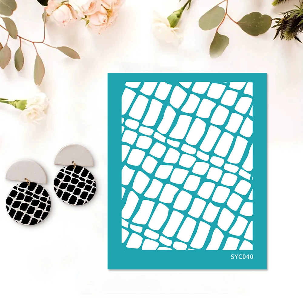 2025 جديد الشاشة الحريرية قابلة لإعادة الاستخدام طقم الطباعة بالشاشة الحريرية للطباعة على الطين مجوهرات الطين أقراط بوليمر كلاي الإستنسل مائي #6