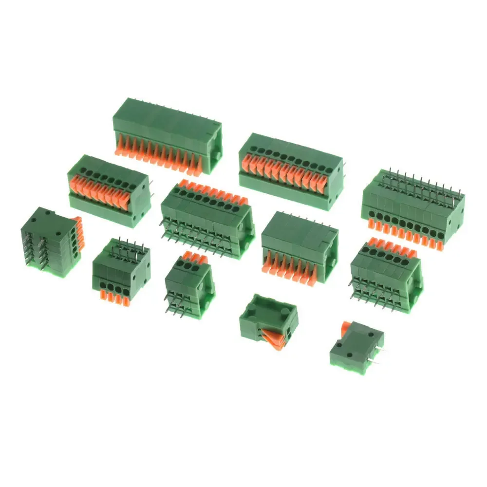 10Pcs 2.54mm Pitch KF141V KF141R Push-in Spring Screwless Terminal Block Straight/Bent Foot 1/2/3/4/5/6/7/8/9/10P PCB Connector