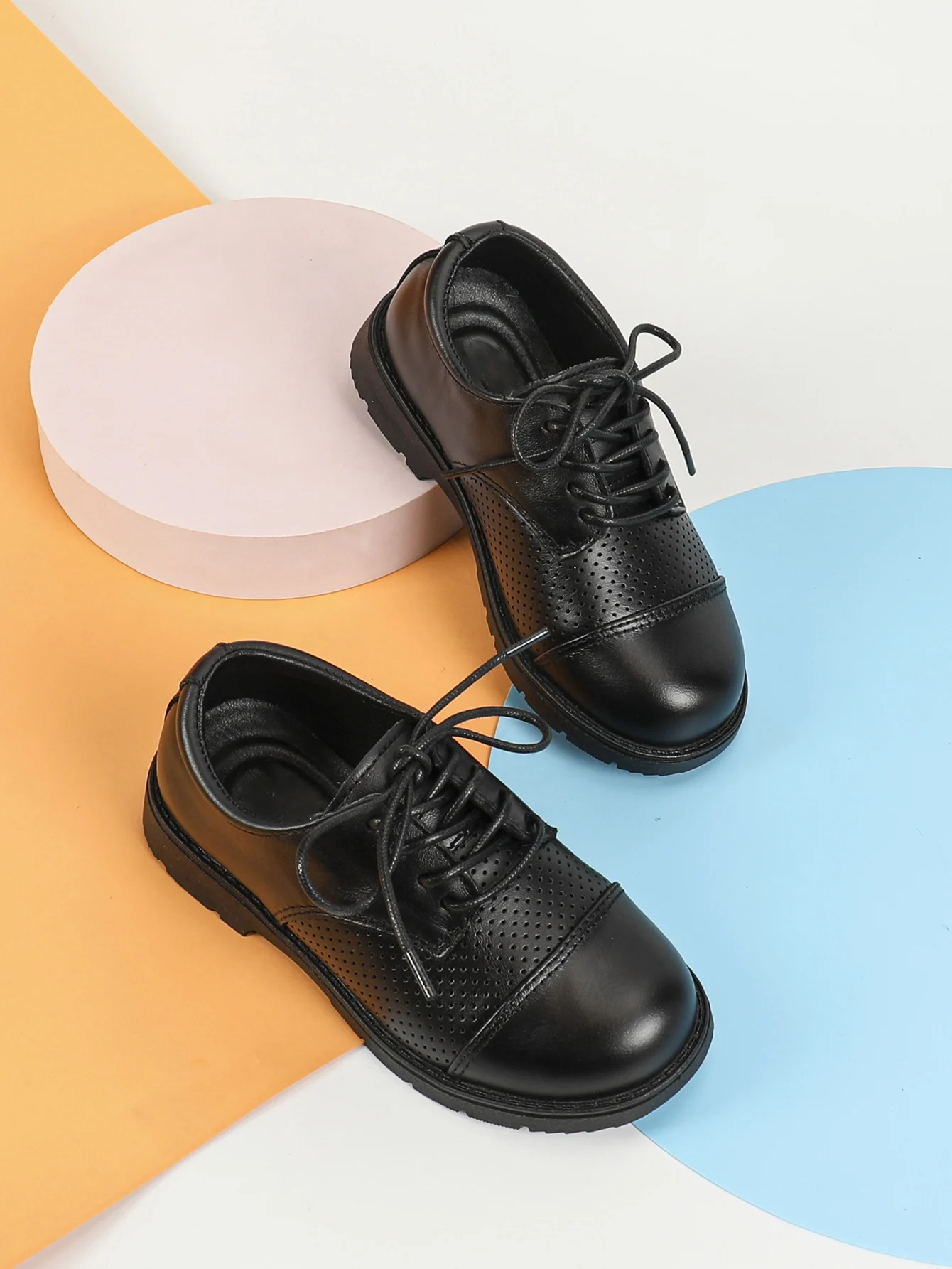 Boys Formal Shoes Girls Leather Shoes Black for School Party Wedding Lace-up Kids Oxfords Classic Fashion Soft Breathable