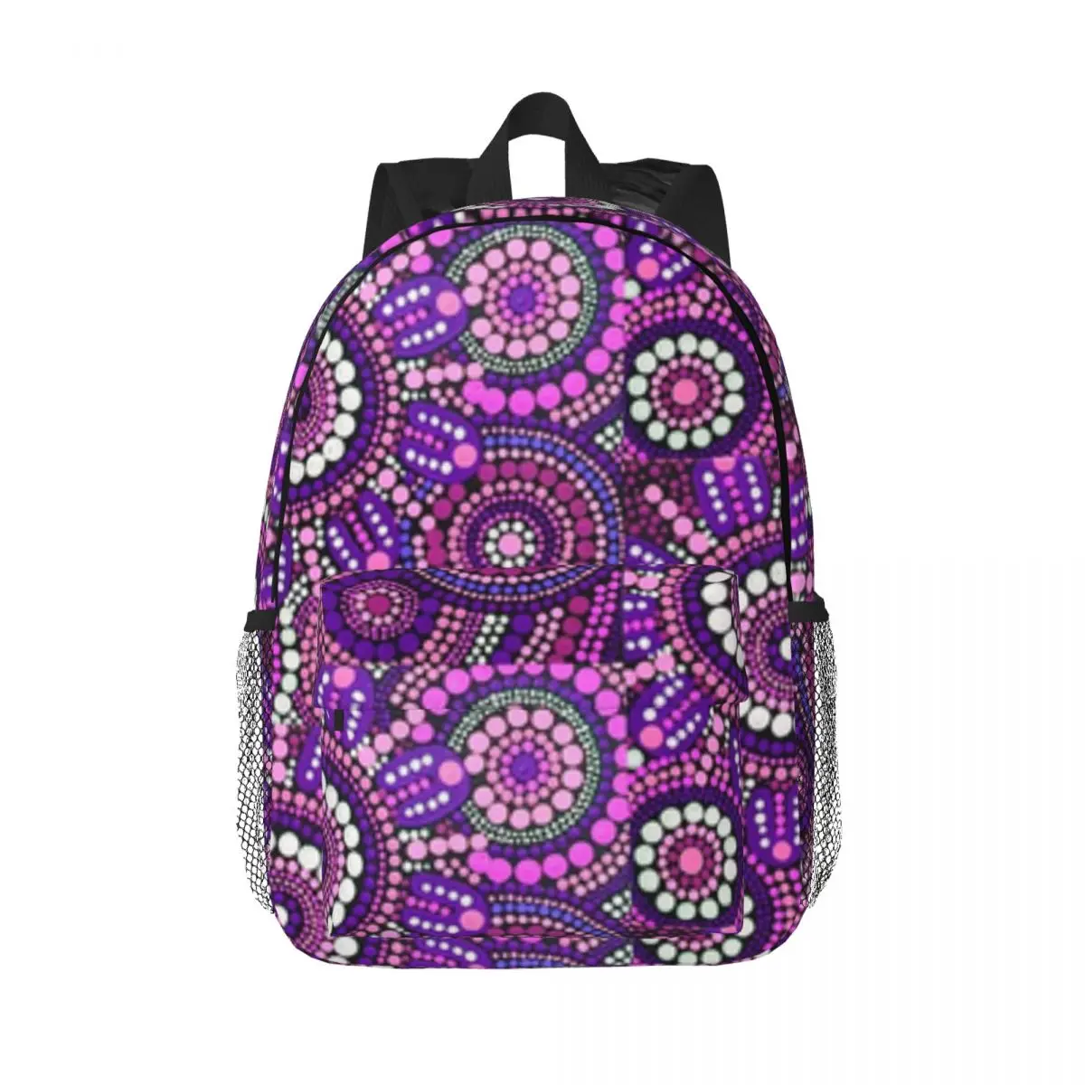 

Aboriginal Art Pink Pattern Family Gathering For Girls Boys Large Capacity Student Backpack Lightweight 15inch