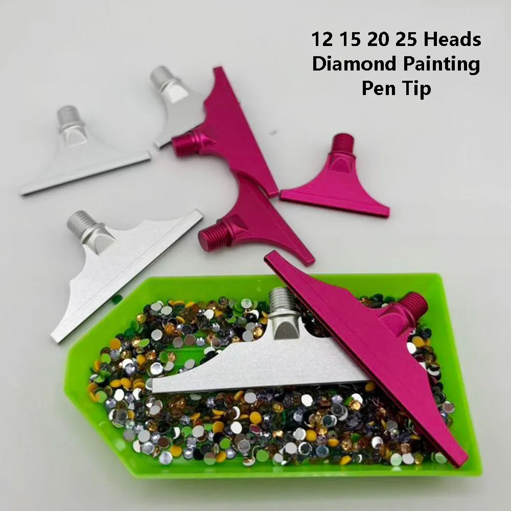 Aviation Aluminum 12 15 20 25 Heads Large Diamond Painting Pen Heads Threaded Point Drill Pen Tips for Diamond Art Tool Accessor