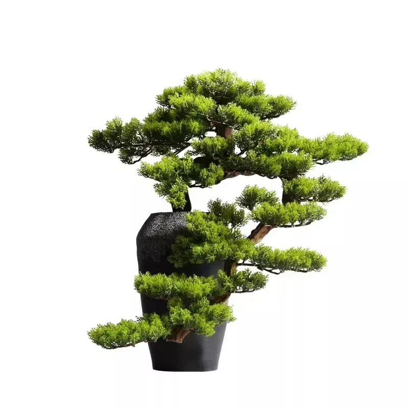 Artificial Cliff Cypress Welcome Pine Bonsai Plant Office Decoration Green Tree Home Porch Hotel Soft Installation Landscape