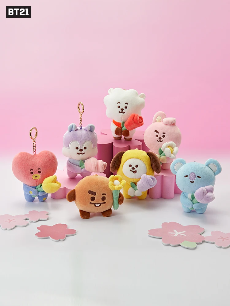 

Линия друзья BT21 весенний день плюшевая подвеска милая кукла цветочный брелок сумка Висячие подарки девушки