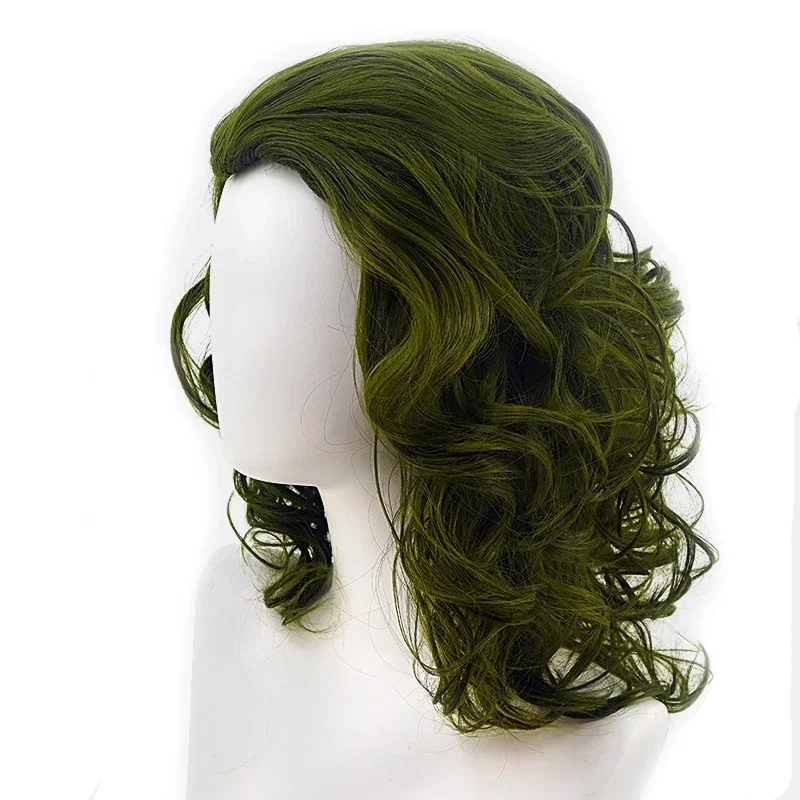Film Joker Cosplay Costume da uomo Clown Joker Parrucche da uomo Capelli sintetici ondulati verdi per la festa di Halloween Fibra ad alta temperatura
