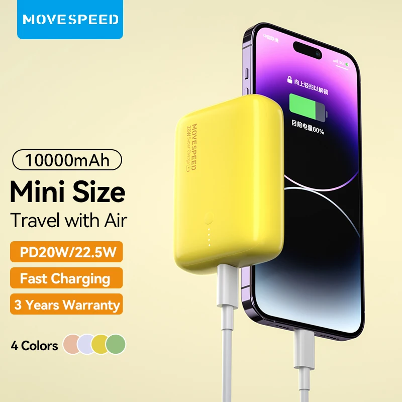 

MOVESPEED Q10 Power Bank 10000mAh PD20W Fast Charging Powerbank Portable Mini Size Battery Charger for iPhone Samsung Xiaomi