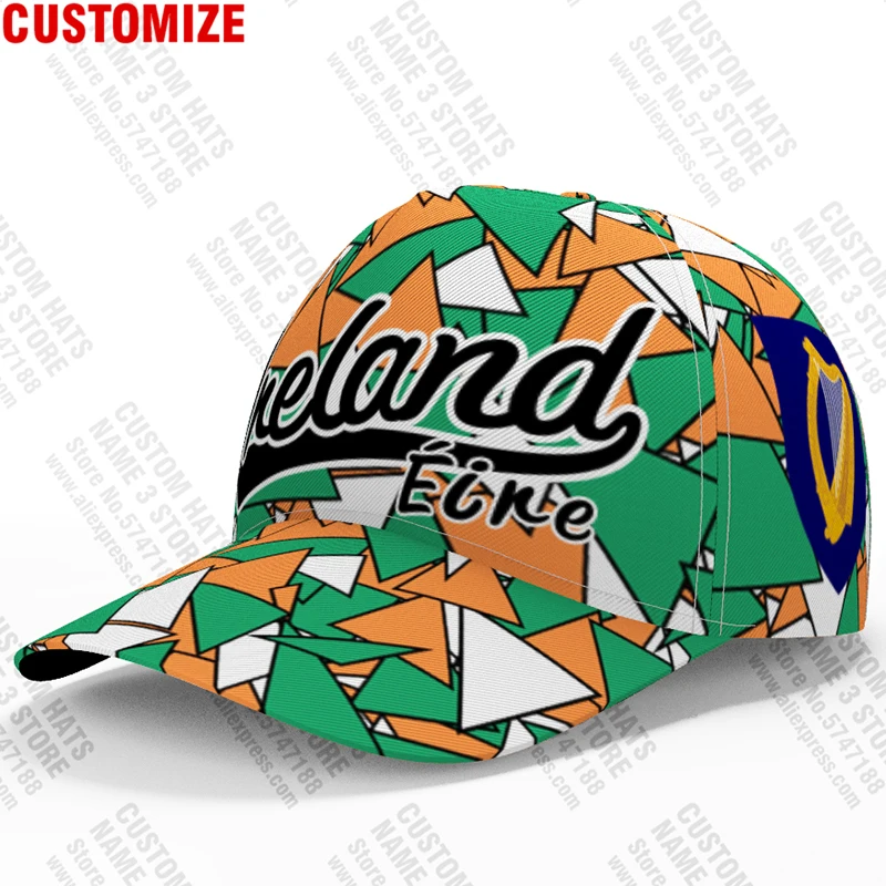 Ireland Baseball Cap Free 3d Custom Made Name Team Logo Ie Fishing Hat Irl Country Travel Irish Nation Eire Flag Eirinn Headgear