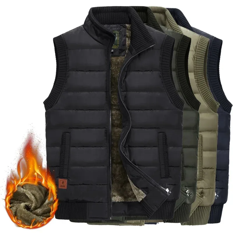 

Winter Male Fleece Warm Vest Coats Mens Jacket Stand Collar Sleeveless Vest Men Army Thicken Waistcoats Clothing