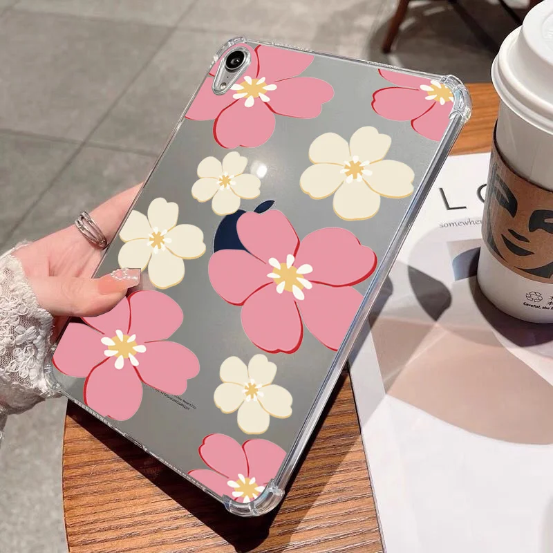 Casing TPU lembut bunga, sarung HP untuk Samsung Galaxy Tab S9 FE untuk Galaxy S8 S7 PLUS FE 12.4 Tab S6 Lite 10.4 A8 10.5 A9 A7 Lite Funda