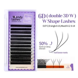 Wendy Lashes duas dicas w forma cílios extensão 6d de alta qualidade cilios 6d falso cílios suprimentos natural olhar lash extensões 5 caixas-frete gratis do brasil,cilios volume brasileiro,cilios 6d