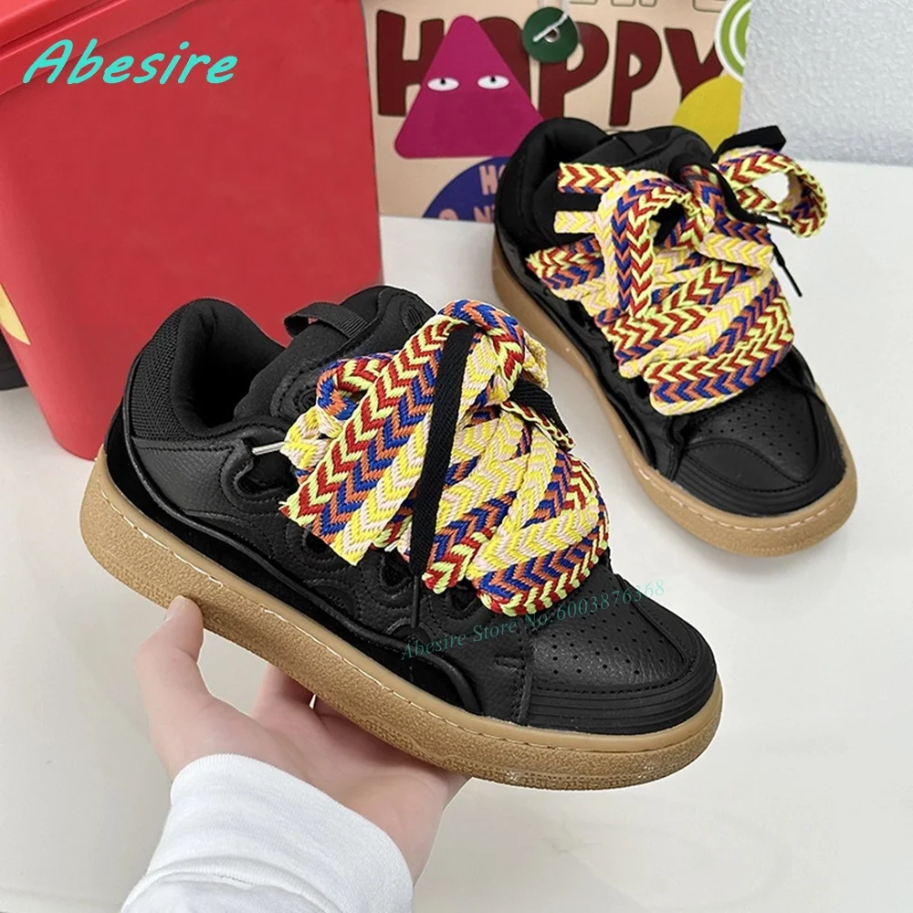 

Colorful Woven Lace Up Leather Boots Round Toe Platform Air Vent Patchwork Women's Boots Casual Comfortable Winter Shoes 2026