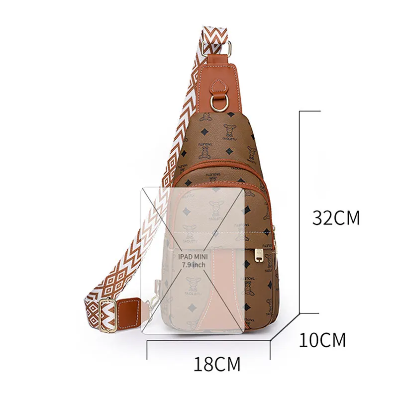 Women Bag Vintage Casual Shoulder Bag PU Leather Chest Bag for Outdoor Shopping Leisure Crossbody Sling Pack New Trend Messenger