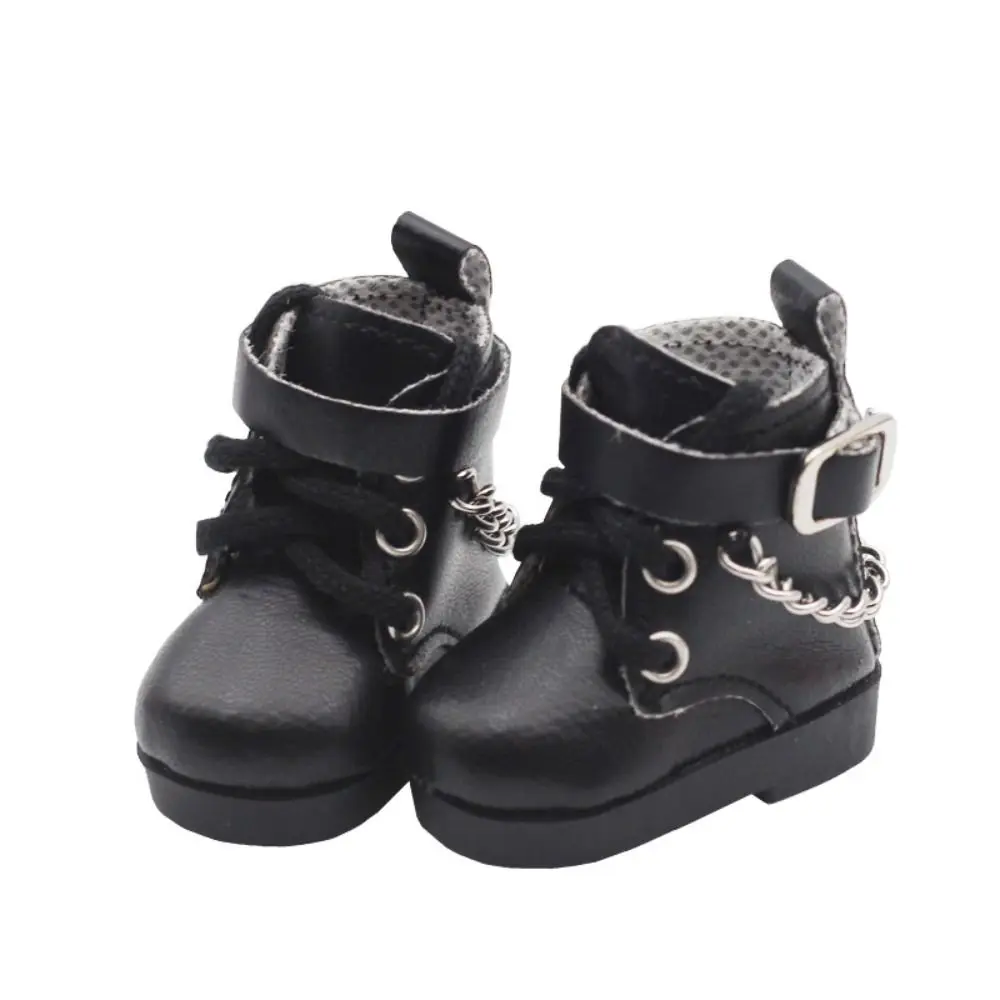 1 par de Mini zapatos de muñeca de cuero PU, zapatos con cadena, Mini zapatos para muñeca, zapatos de PU para muñeca BJD, 1 par de lindas botas para muñeca EXO, muñecas para el cuerpo