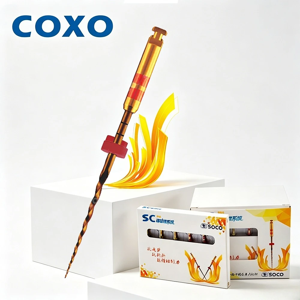 COXO SOCO PRO Heat Activation Rotary Root Canal Files 6Pcs Flexible Nickel-Titanium Dental Endodontic Files for Dentist Supplies