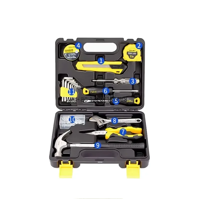 Wmwmnu Hot Selling Portable Professional Quality DIY Hand Tools Set Basic Home Tool Kit with Bit in a Box for Online Retail