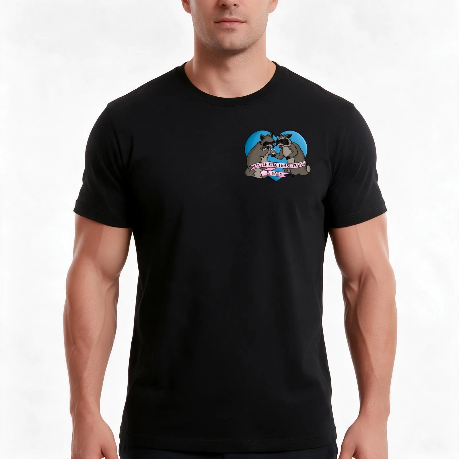 Little King Trash Mouth & Gary Raccoons T-Shirt, Summer Casual Cotton Tee, Oversized Streetwear Tops, Vintage Graphic Print