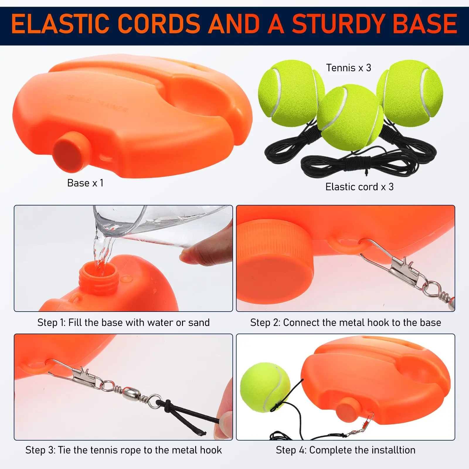 테니스 연습 리바운드 트레이너 솔로 볼 훈련 보조 휴대용 테니스 트레이너 이상적인 초보자